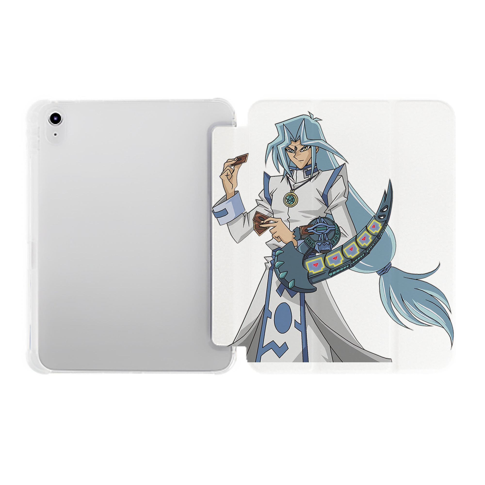 （画像用） 遊☆戯☆王 Yu-Gi-Oh! IPad ケース ペン収納付き 三つ折りスタンド PUレザー×シリコン 対応機種9.5/10.5/10.9インチ
